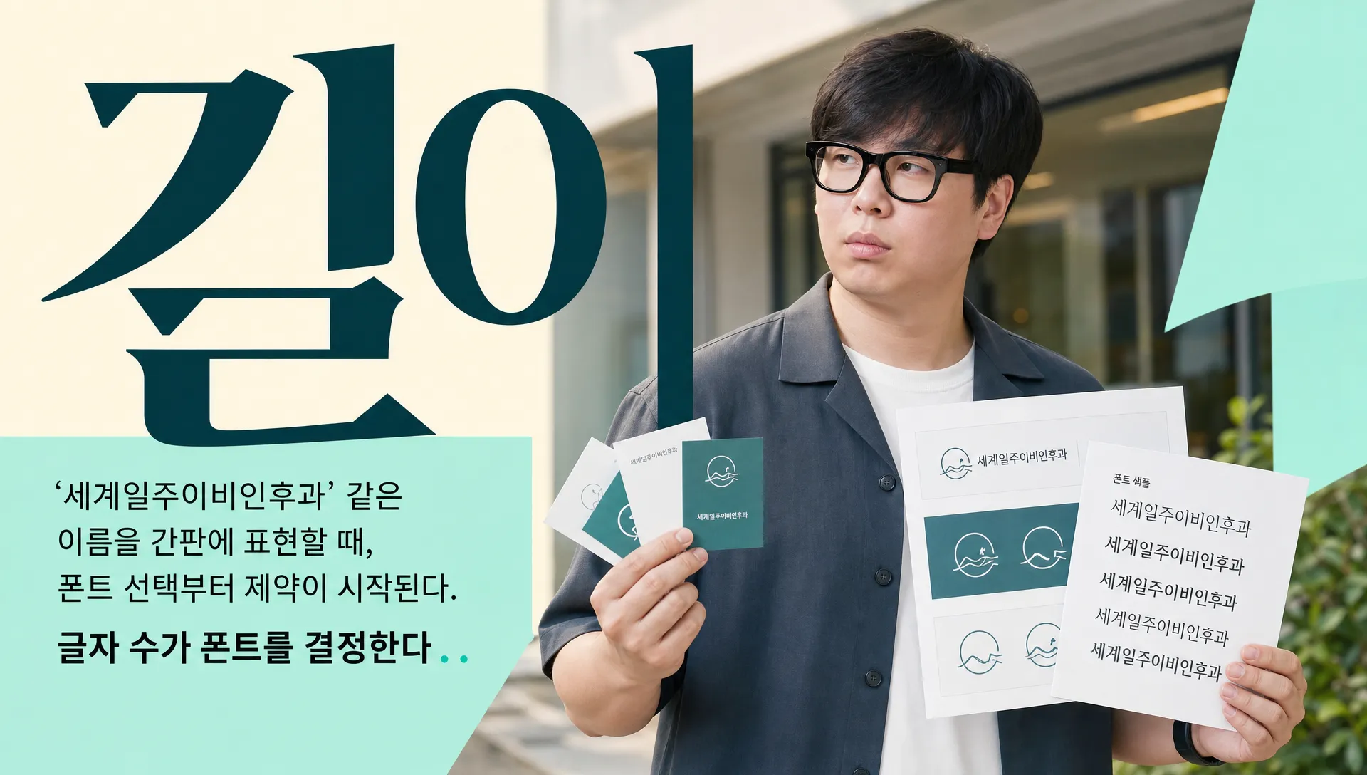 간판에서 이름이 길수록 폰트가 흐릿해진다 — 글자 수가 결정하는 폰트 선택