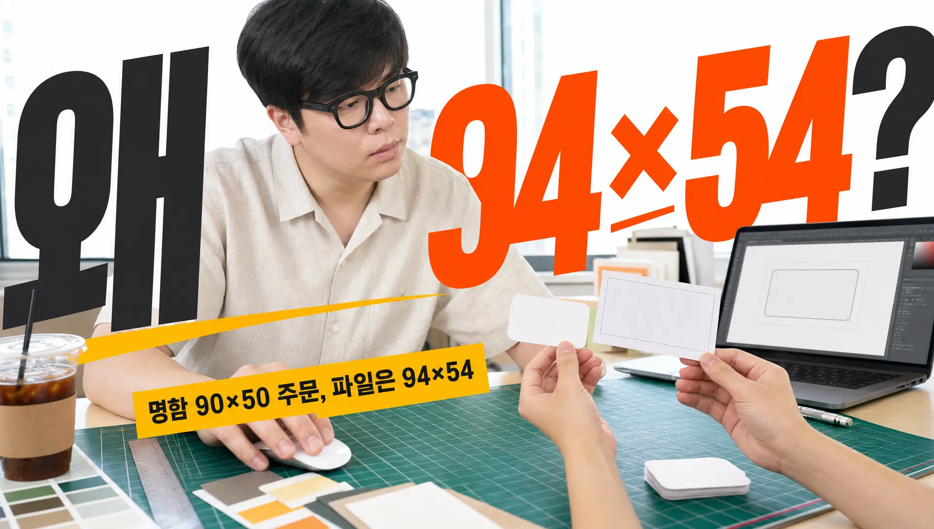 90×50mm로 만들었는데 왜 파일은 94×54mm일까? 명함 규격 실무 가이드