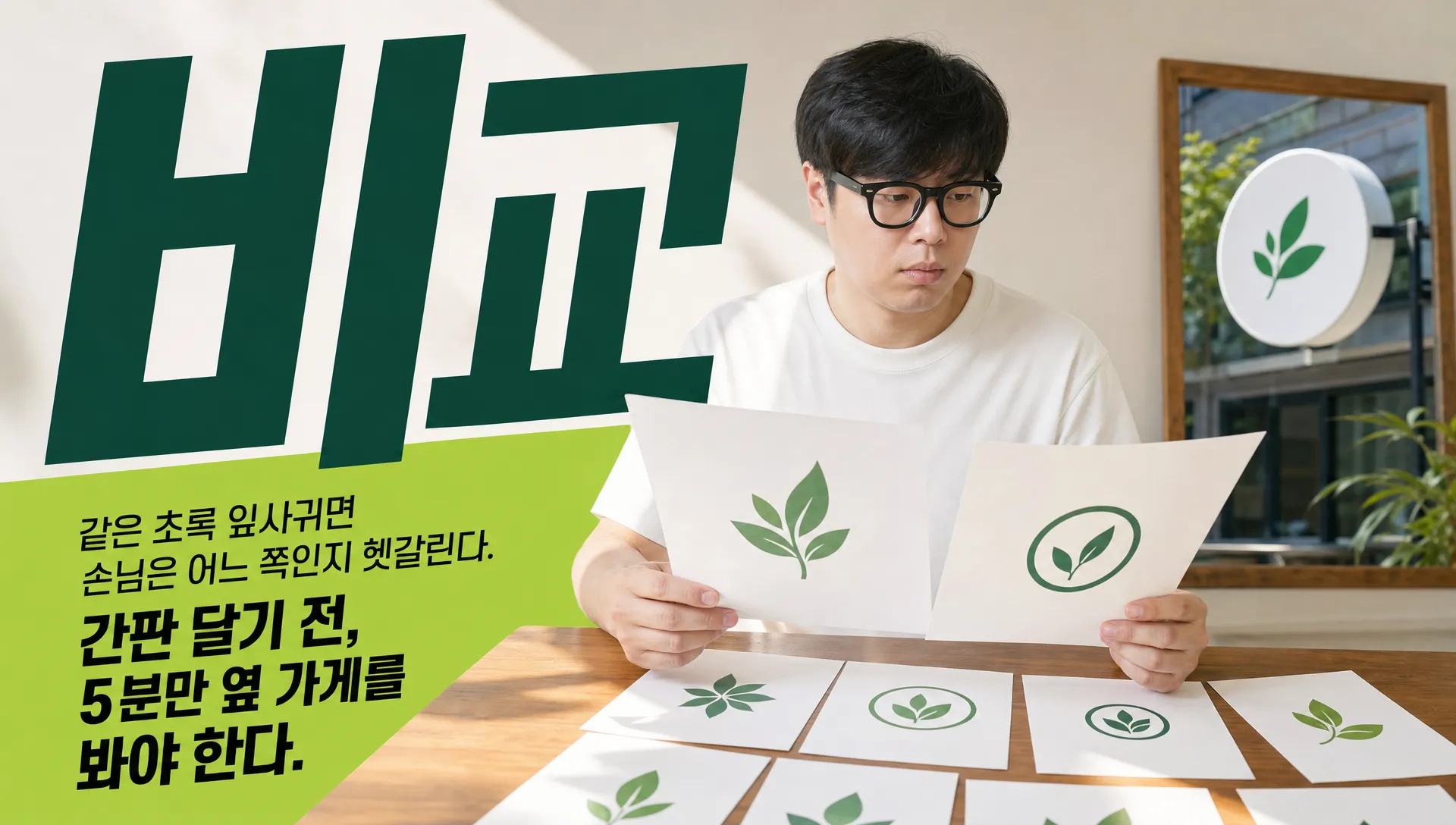 간판 디자인 전, 옆 가게 로고 5분만 비교하세요