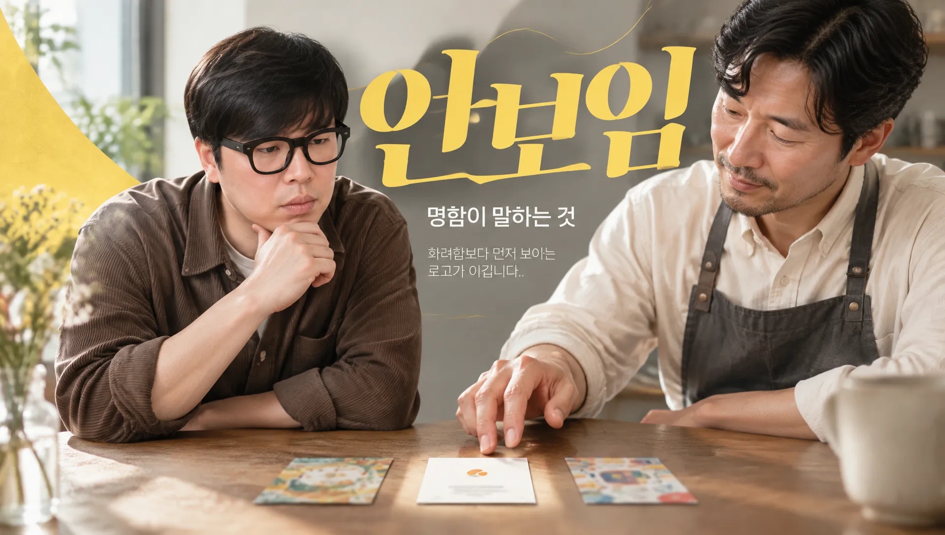 명함 시안 3장 앞에서 카페 사장님이 고른 건 '예쁜 것'이 아니었습니다