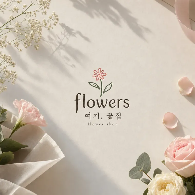 생활·서비스 로고 디자인 — 일상과 꽃의 따뜻한 만남 생활 서비스 브랜드 로고