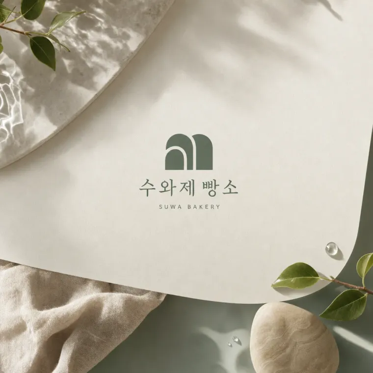 카페·베이커리 로고 디자인 — 물의 흐름을 담은 미니멀 심볼 카페 로고