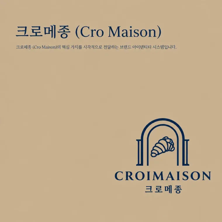 카페·베이커리 로고 디자인 — 크로아상의 곡선 저택의 우아함 카페 로고