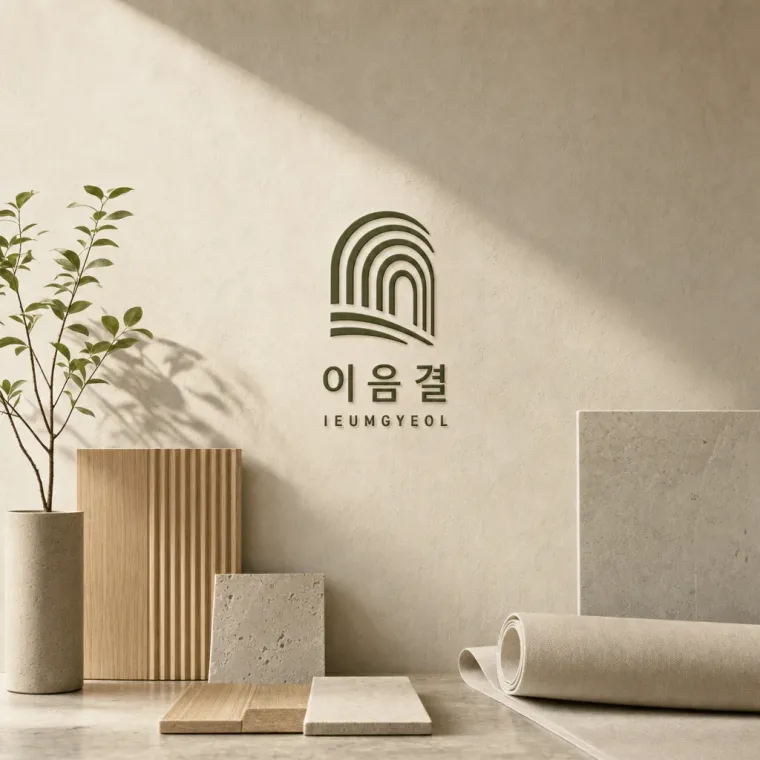 건설·인테리어 로고 디자인 — 교차하는 신뢰의 기하학 건설·인테리어 기업 로고