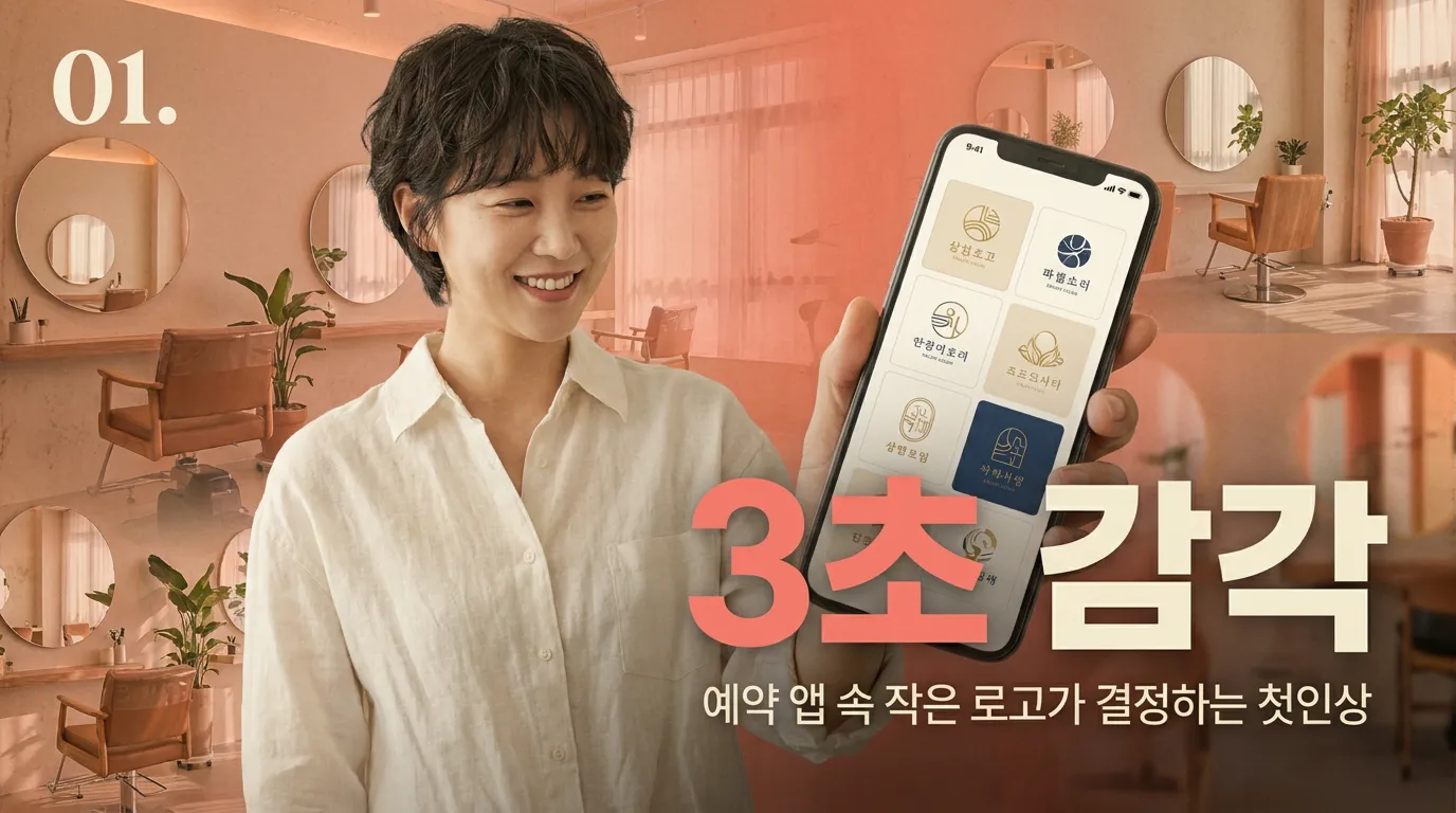 헤어샵 로고 디자인, 손님이 3초 만에 감각 있다고 느끼는 폰트·색 조합 7개