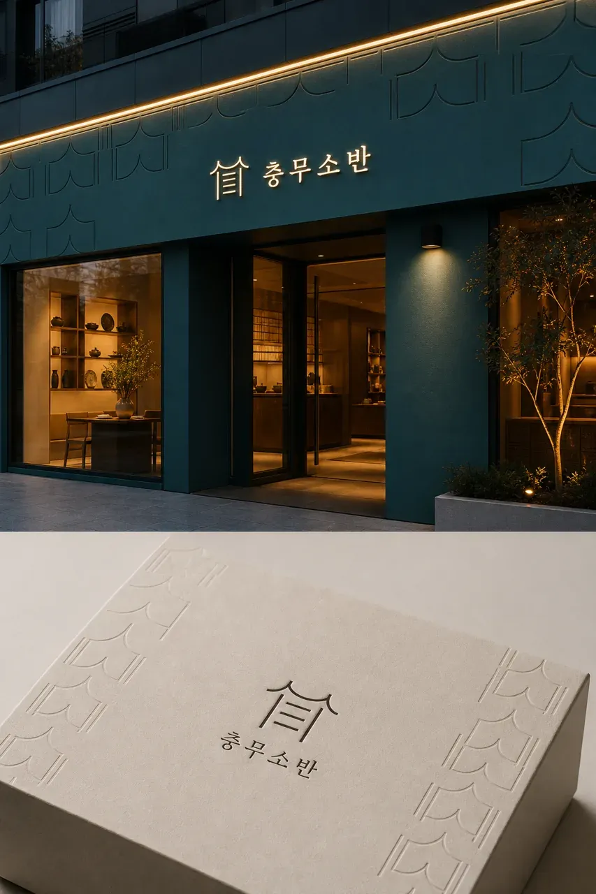 음식점·외식 로고 디자인 — 통영의 미식과 공예를 담은 현대적 소반 음식점 로고