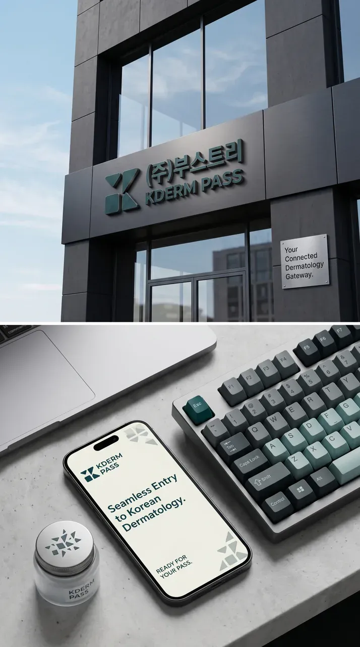 IT·테크 로고 디자인 — 언어 장벽 없이 믿을 수 있는 한국 피부과를 찾다 K IT 서비스 로고