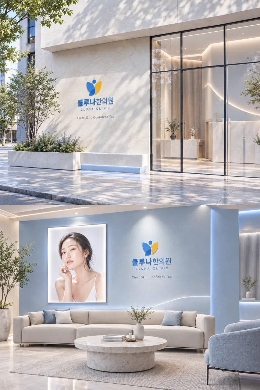 한의원·한방 로고 디자인 — 달빛 같은 순수한 피부 한의원 로고