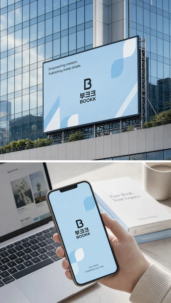 문화·예술·미디어 로고 디자인 — 모던하고 세련된 조합형 문화·예술 브랜드 로고 적용 예시