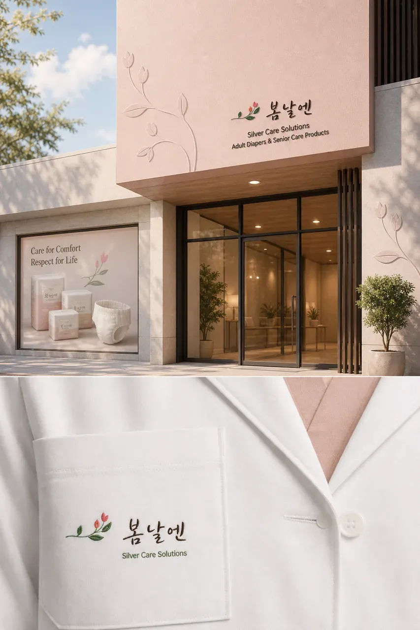 제조·유통 로고 디자인 — 따뜻한 필기감 워드마크 제조·유통 기업 로고 적용 예시