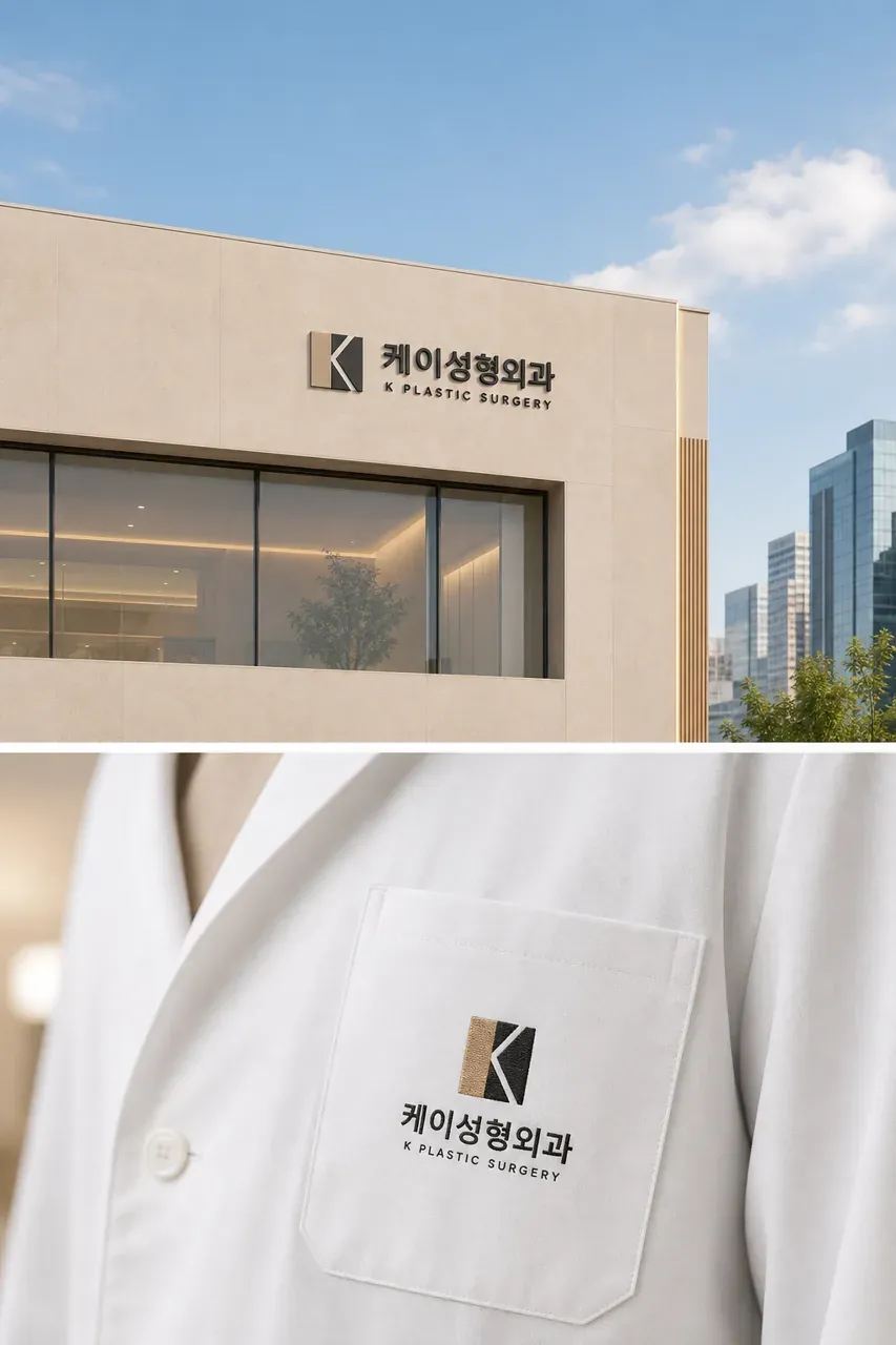 병원·의원 로고 디자인 — 정밀함과 신뢰를 담은 미니멀 병원 로고 적용 예시