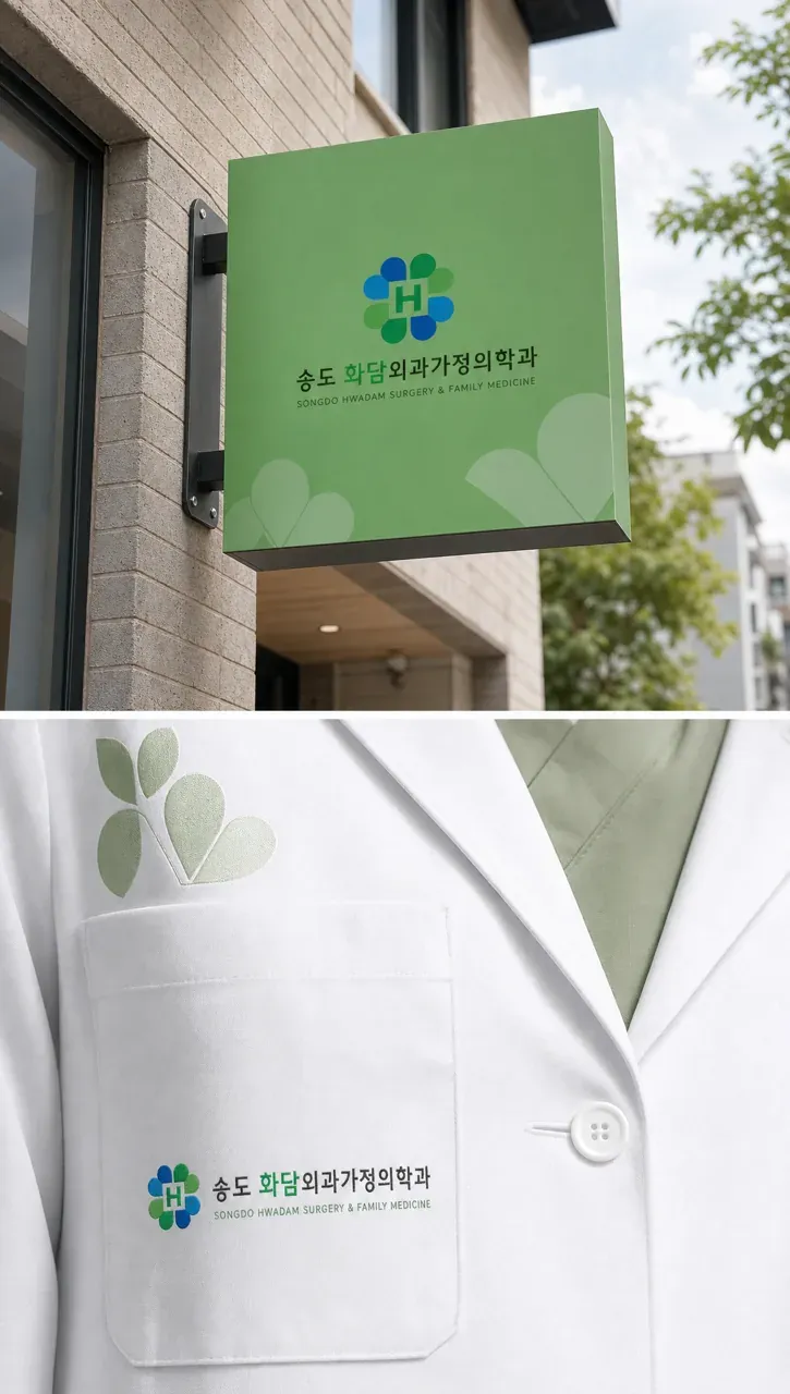병원·의원 로고 디자인 — 온기 있는 전문성 병원 로고 적용 예시