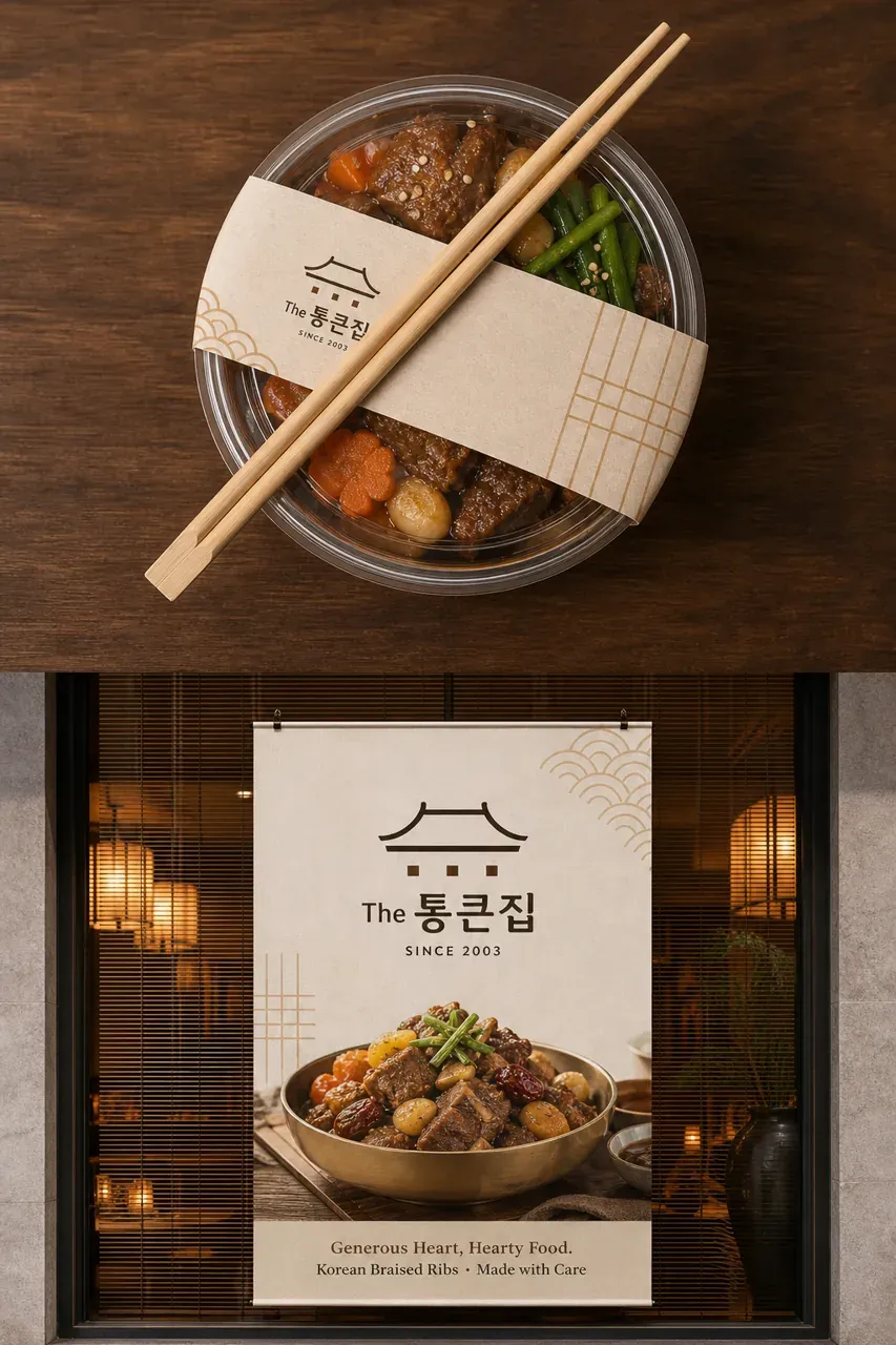 음식점·외식 로고 디자인 — 선형 미학으로 표현한 의 품격 음식점 로고