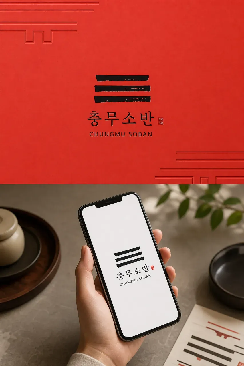 음식점·외식 로고 디자인 — 통영의 미식과 공예를 담은 모던 소반 음식점 로고