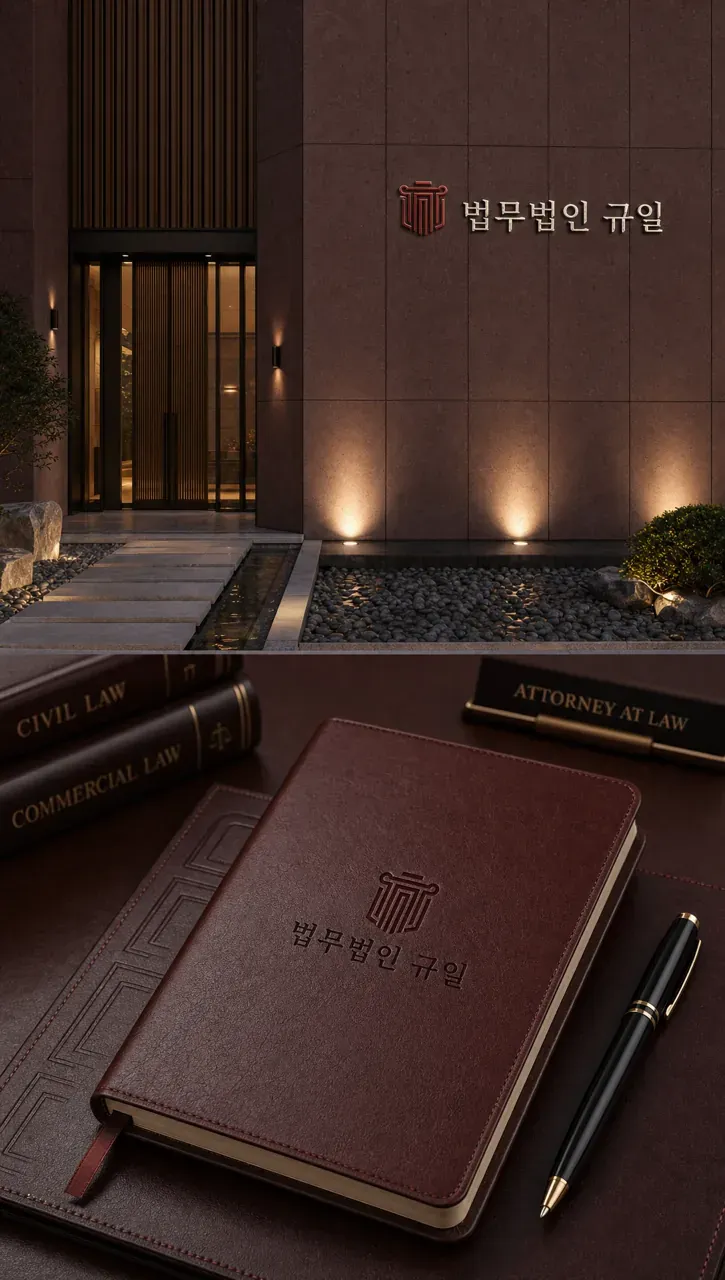법률·세무·특허 로고 디자인 — 신뢰감 있는 조합형 법률사무소 로고 적용 예시