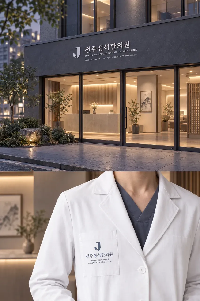 한의원·한방 로고 디자인 — 모던하고 세련된 조합형 한의원 로고