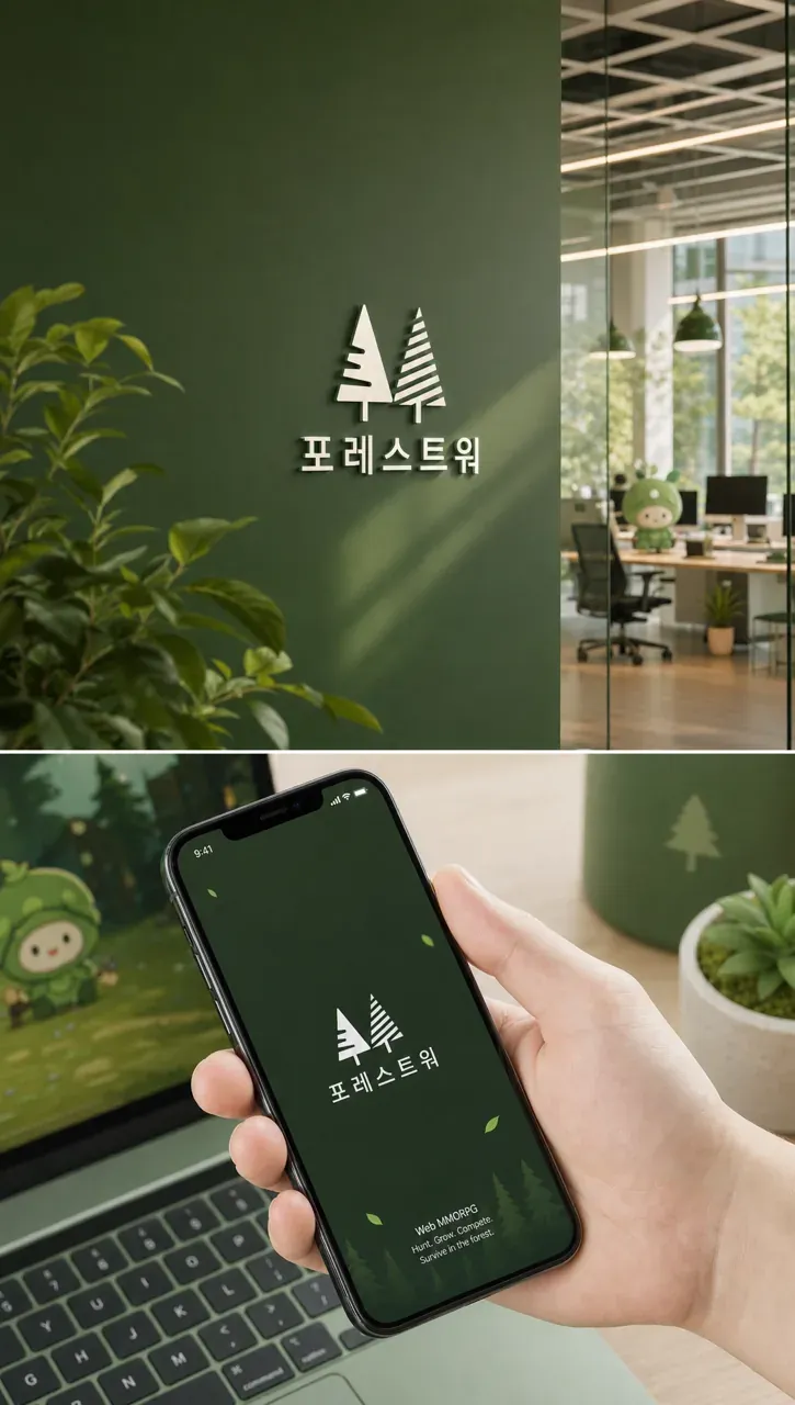 IT·테크 로고 디자인 — 미니멀한 나무로 숲의 경쟁을 각인하다 IT 서비스 로고