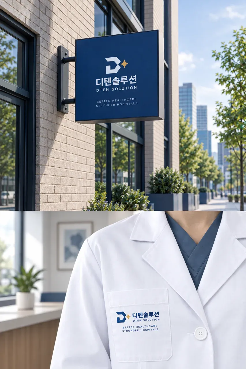 병원·의원 로고 디자인 — 의료경영 완성의 정수 병원 로고 적용 예시