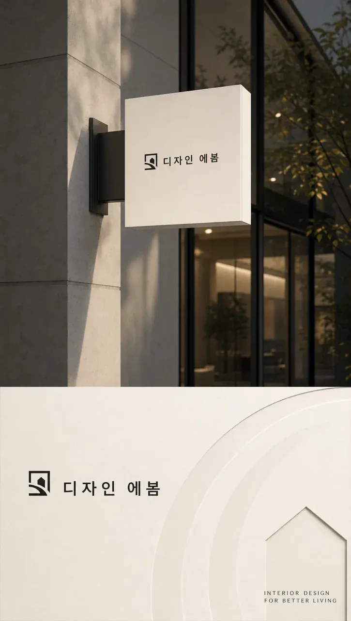 건설·인테리어 로고 디자인 — 에봄 공간의 진화를 담은 미니멀한 봄의 여정 건설·인테리어 기업 로고