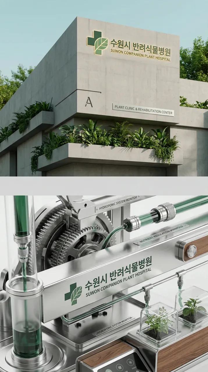 병원·의원 로고 디자인 — 아픈 식물도 다시 푸르게 병원 로고