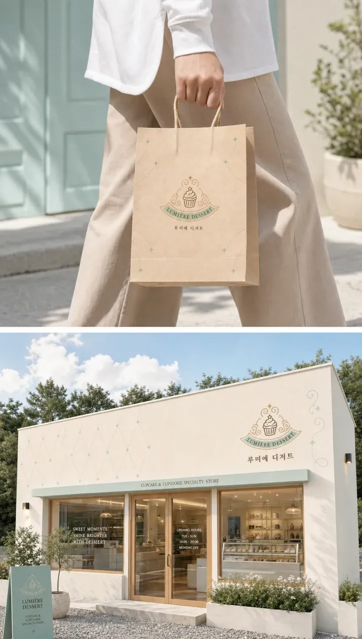 카페·베이커리 로고 디자인 — 귀엽고 경쾌한 조합형 카페 로고
