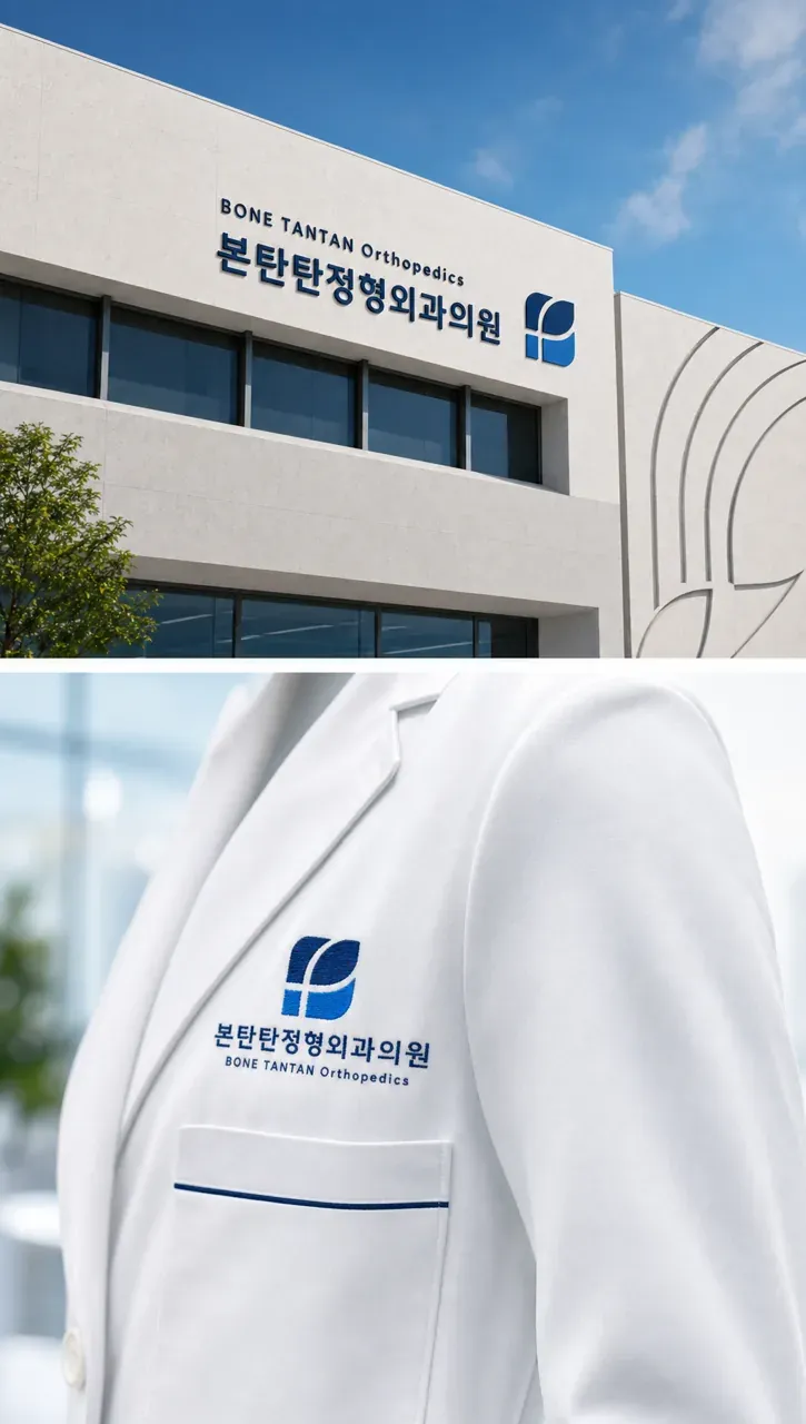 병원·의원 로고 디자인 — 척추와 관절을 담은 기하학적 회복의 상징 병원 로고