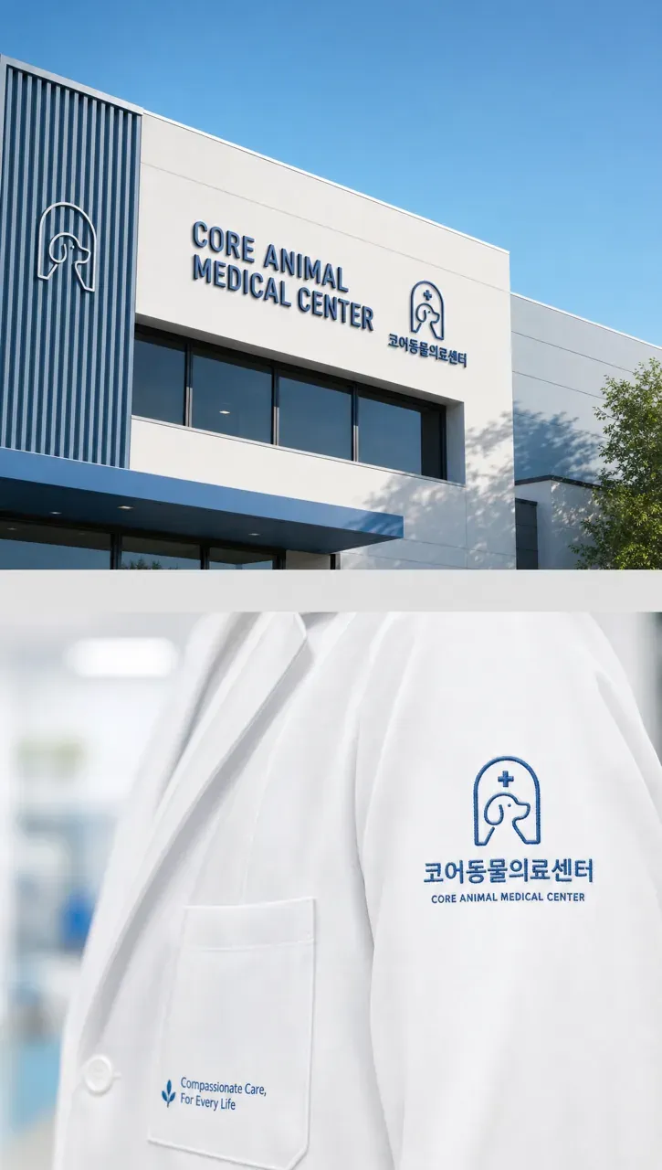반려동물 로고 디자인 — 신뢰와 친화의 현대 의료 반려동물 브랜드 로고