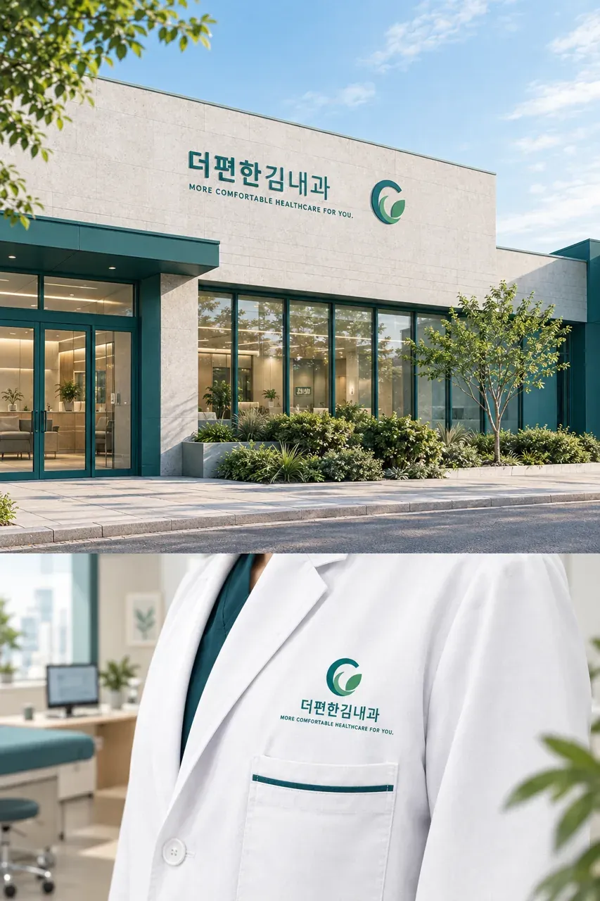 병원·의원 로고 디자인 — 보호하는 원 돌보는 라인 병원 로고