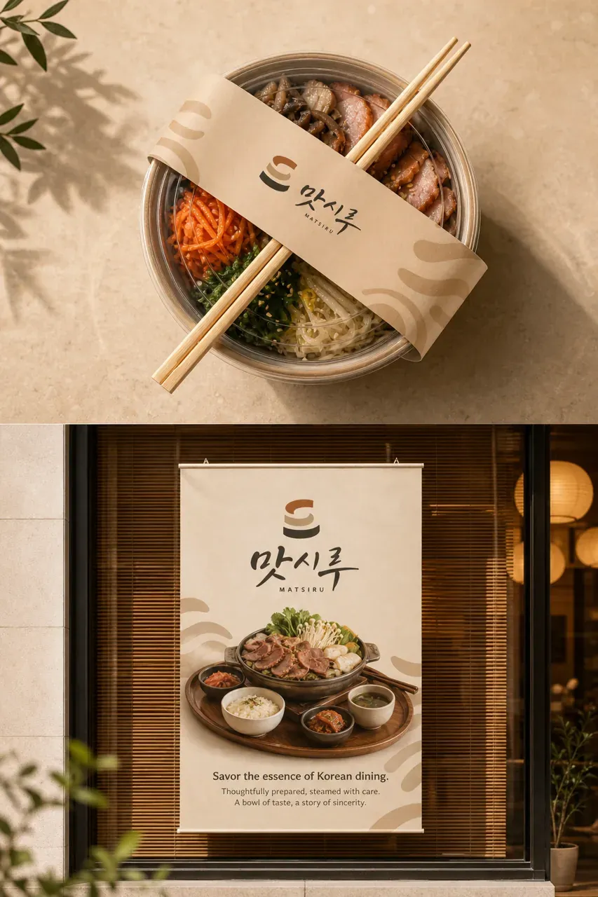 음식점·외식 로고 디자인 — 클래식한 조합형 음식점 로고