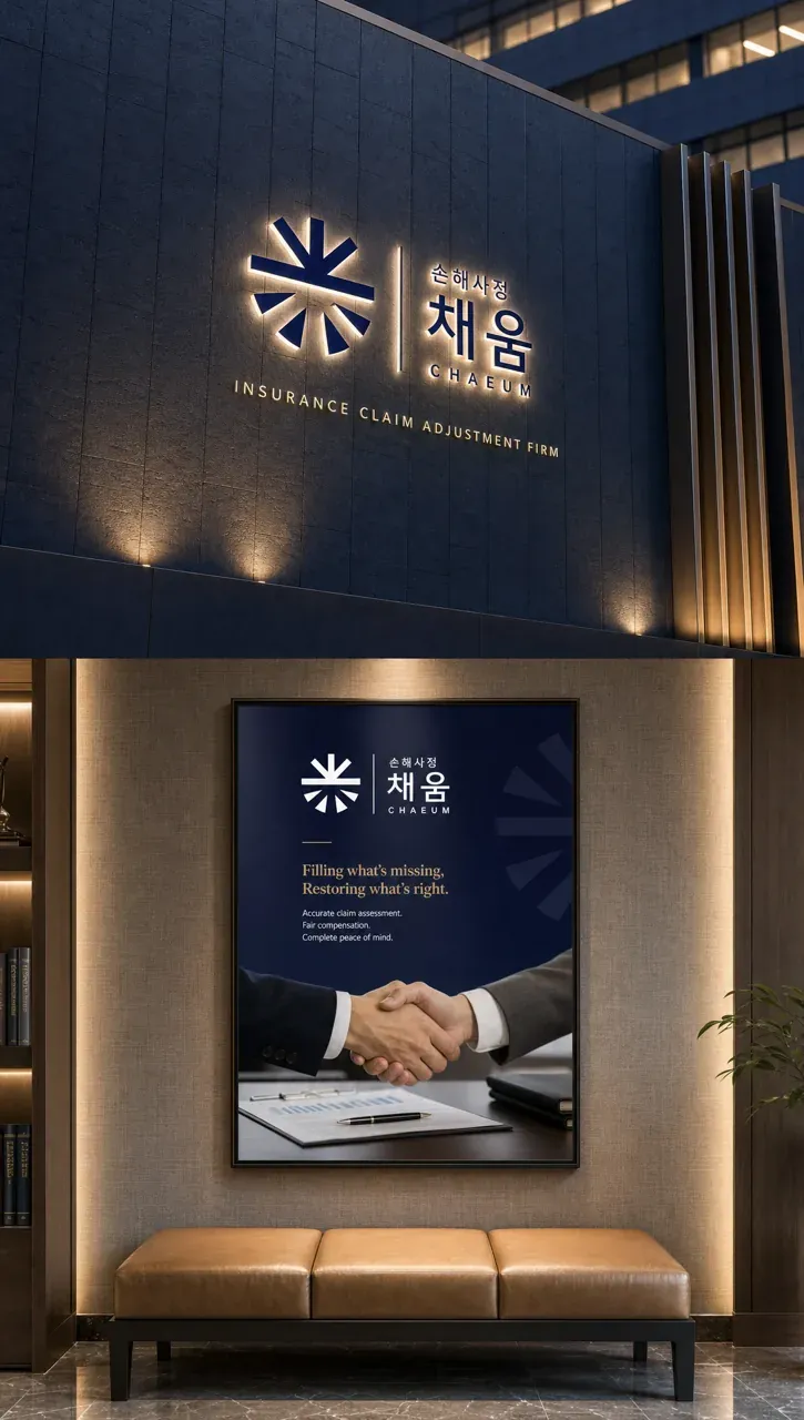 금융·부동산 로고 디자인 — 선으로 빚은 완성 금융·부동산 기업 로고 적용 예시