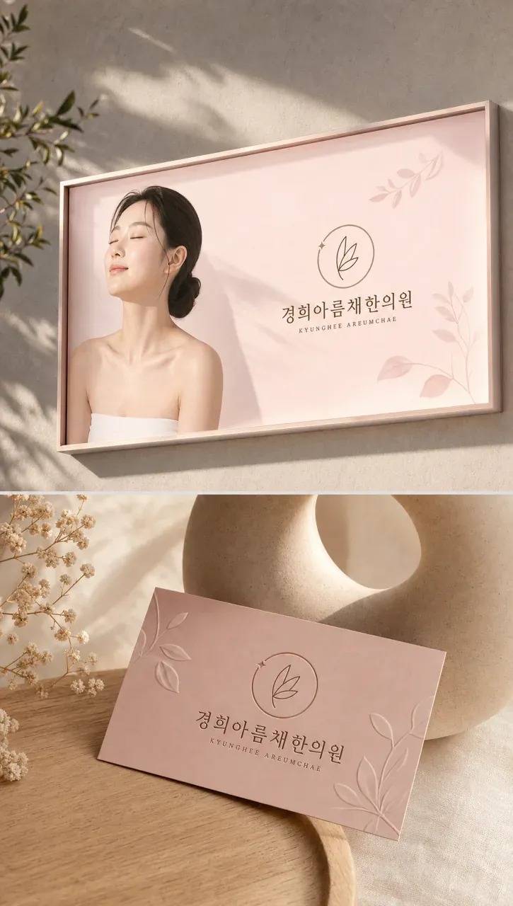 한의원·한방 로고 디자인 — 꽃 라인으로 그은 신뢰와 아름다움 한의원 로고
