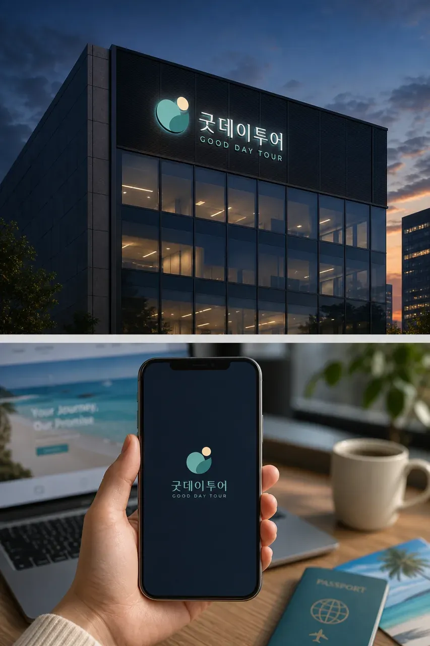 숙박·관광 로고 디자인 — 미니멀한 숙박·관광 브랜드 로고