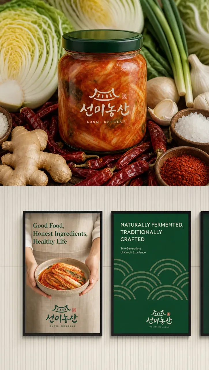 농식품·축산 로고 디자인 — 선한 맛의 정갈한 라인 농식품 브랜드 로고
