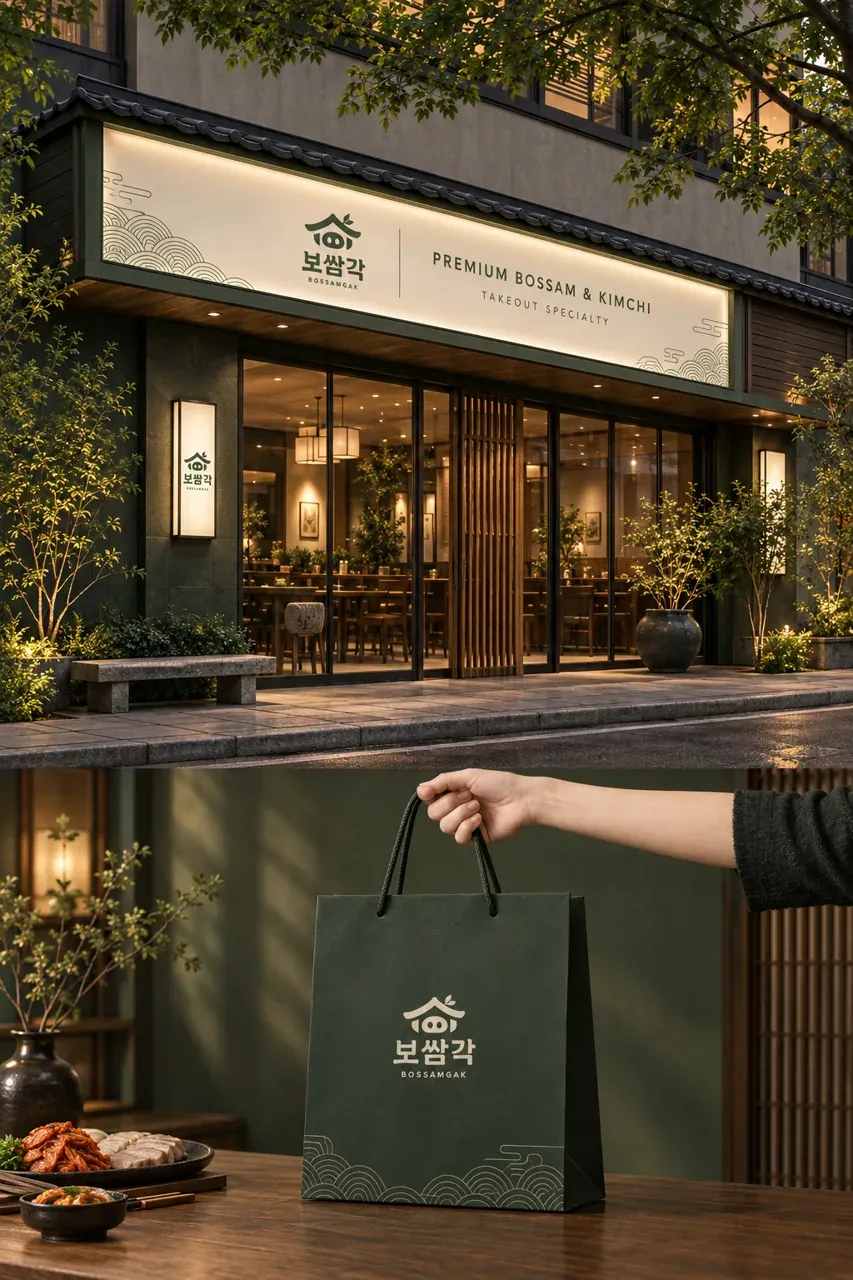 음식점·외식 로고 디자인 — 정직한 곡선의 정감 음식점 로고
