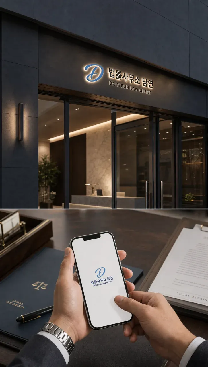 법률·세무·특허 로고 디자인 — 신뢰감 있는 조합형 법률사무소 로고 적용 예시