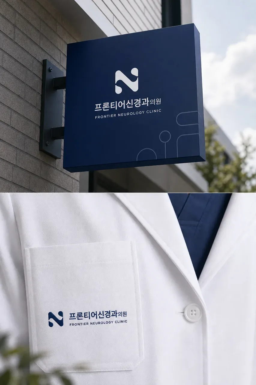 병원·의원 로고 디자인 — 신경계 혁신의 시작 병원 로고 적용 예시