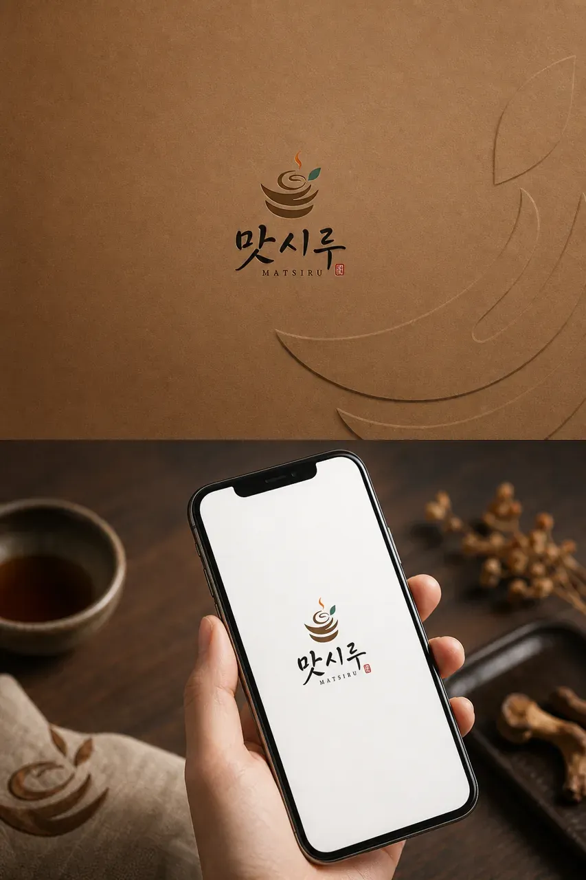 음식점·외식 로고 디자인 — 전통 시루의 곡선미로 완성한 한식 음식점 로고