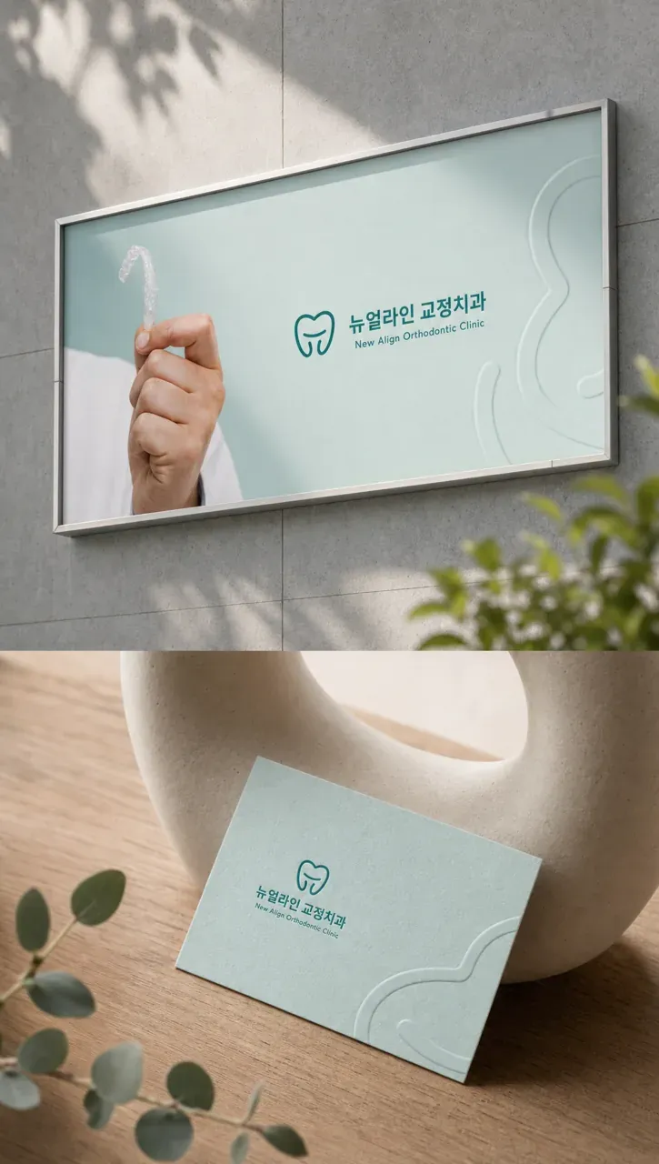 치과 로고 디자인 — 성장을 그리는 라인 치과 로고 적용 예시