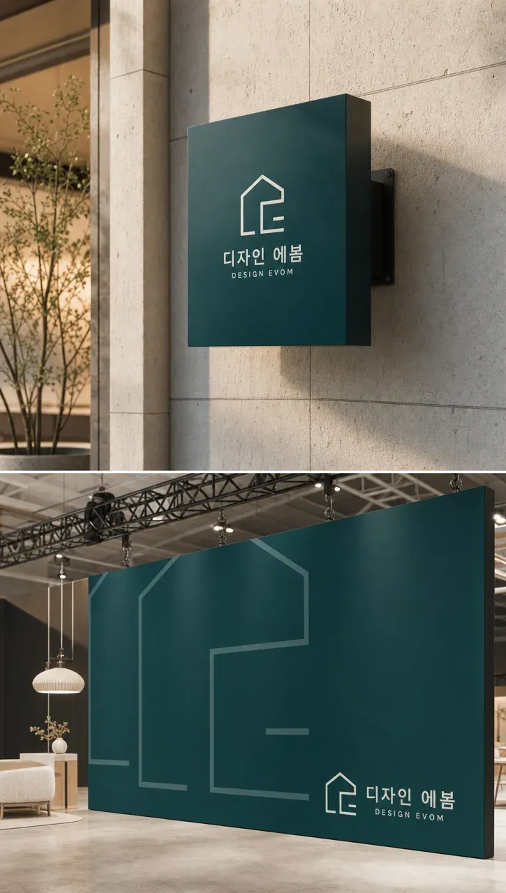 건설·인테리어 로고 디자인 — 모던하고 세련된 조합형 건설·인테리어 기업 로고
