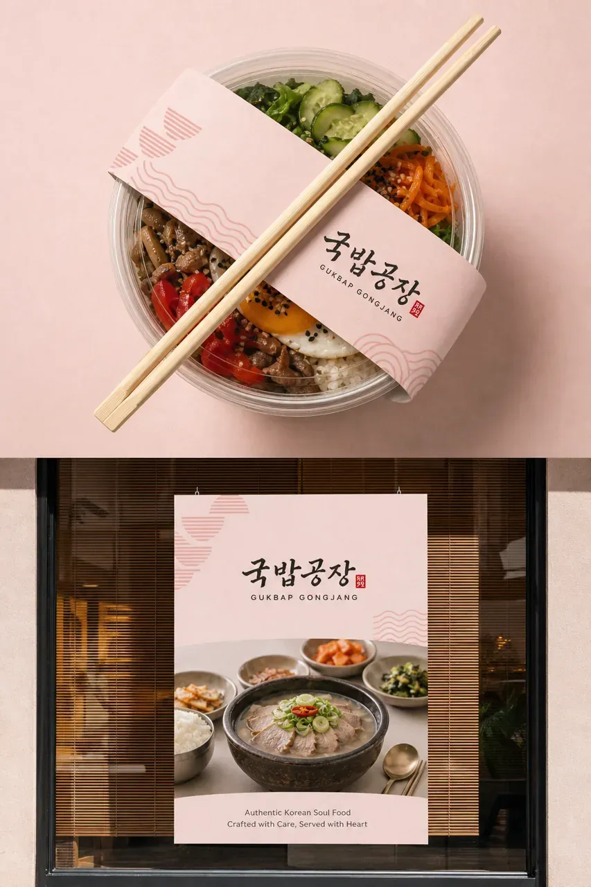 음식점·외식 로고 디자인 — 명확한 형태로 표현한 한식의 효율성 음식점 로고