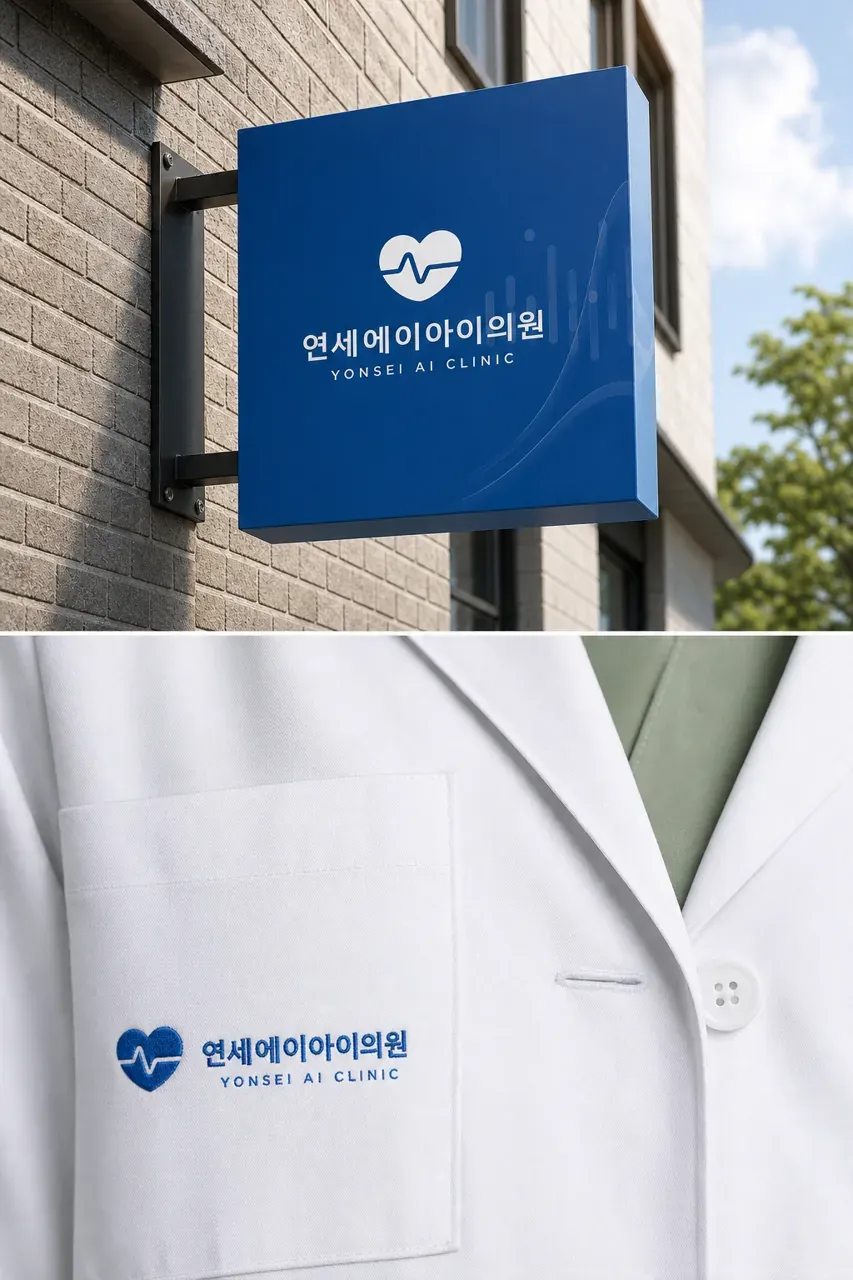 병원·의원 로고 디자인 — 모던하고 세련된 조합형 병원 로고 적용 예시