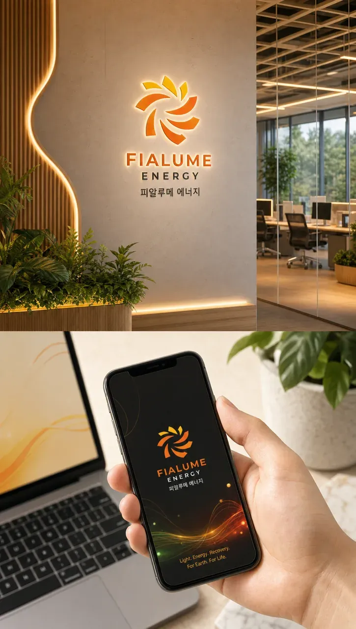 제조·유통 로고 디자인 — 빛의 중심에서 우주적 회복으로 방사되다 제조·유통 기업 로고