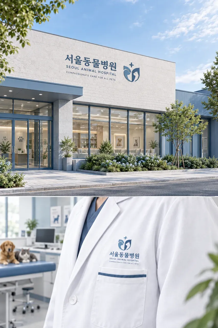 반려동물 로고 디자인 — 엠블렘 신뢰와 포용의 의료 심볼 반려동물 브랜드 로고