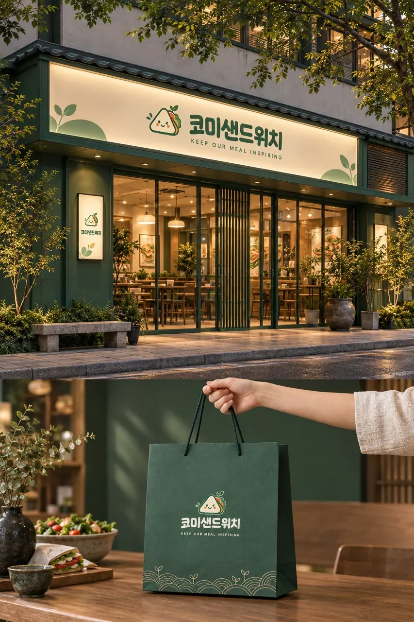 음식점·외식 로고 디자인 — 상큼함과 귀여움의 둥근 캐릭터 음식점 로고