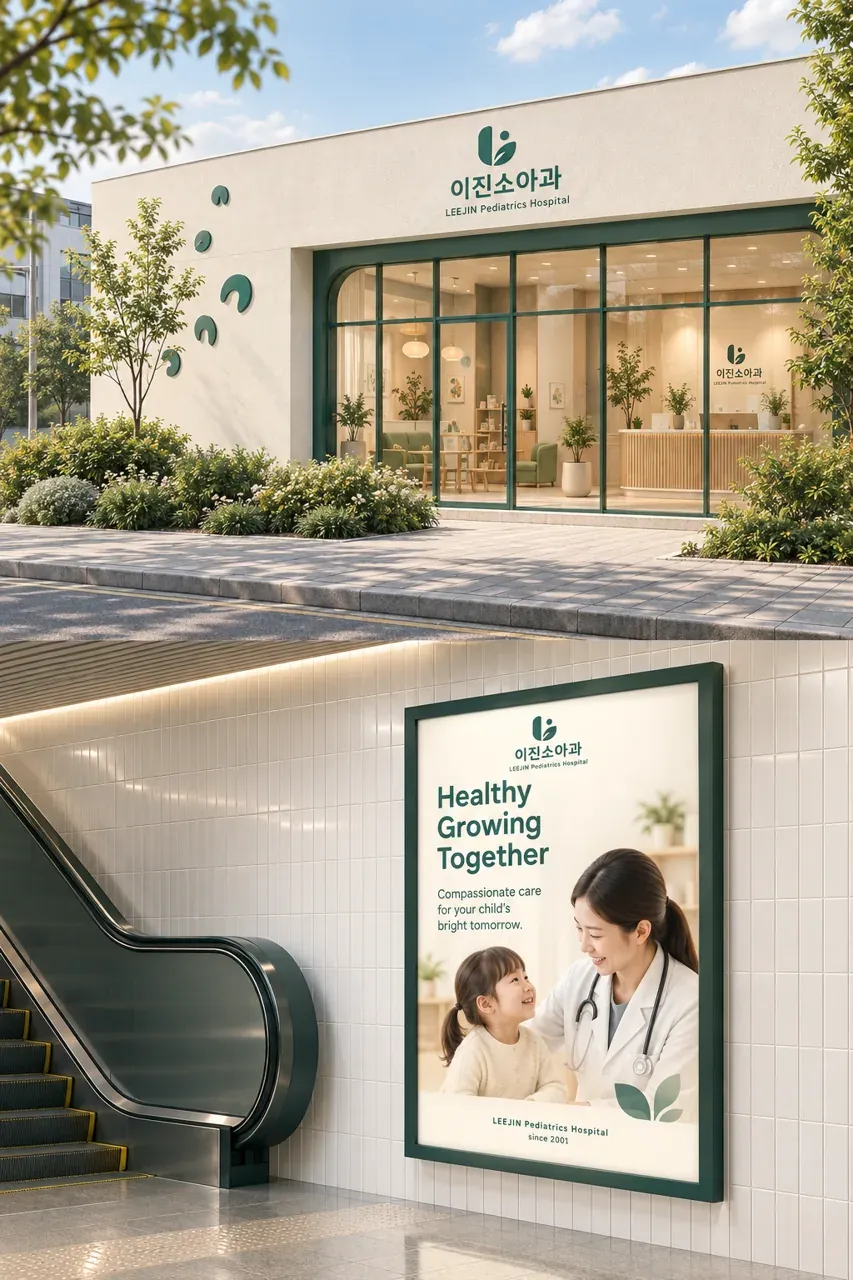 병원·의원 로고 디자인 — 원형의 신뢰 병원 로고 적용 예시