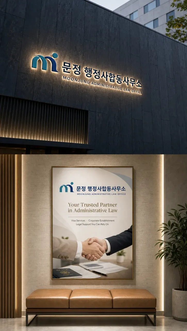 법률·세무·특허 로고 디자인 — 문정 행정사 신뢰와 정도의 기하 법률사무소 로고