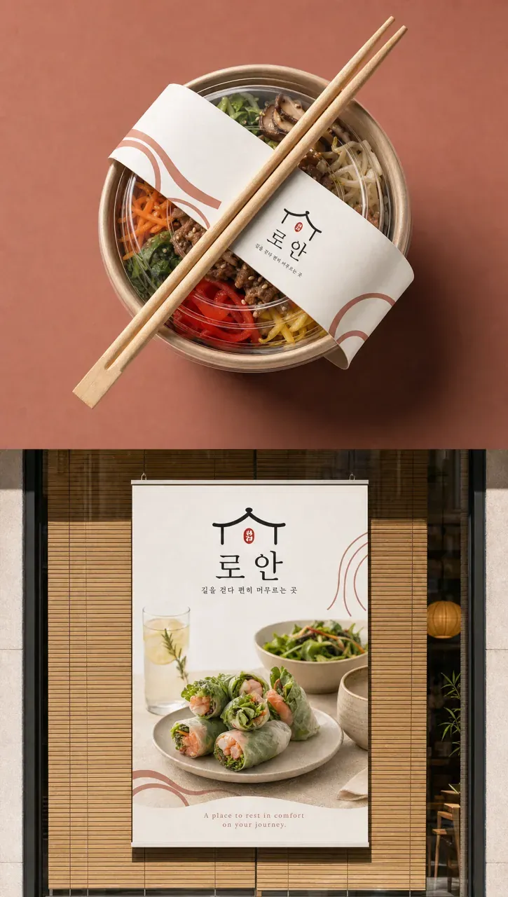 음식점·외식 로고 디자인 — 낯선 길 위 익숙한 편안함의 만남 음식점 로고