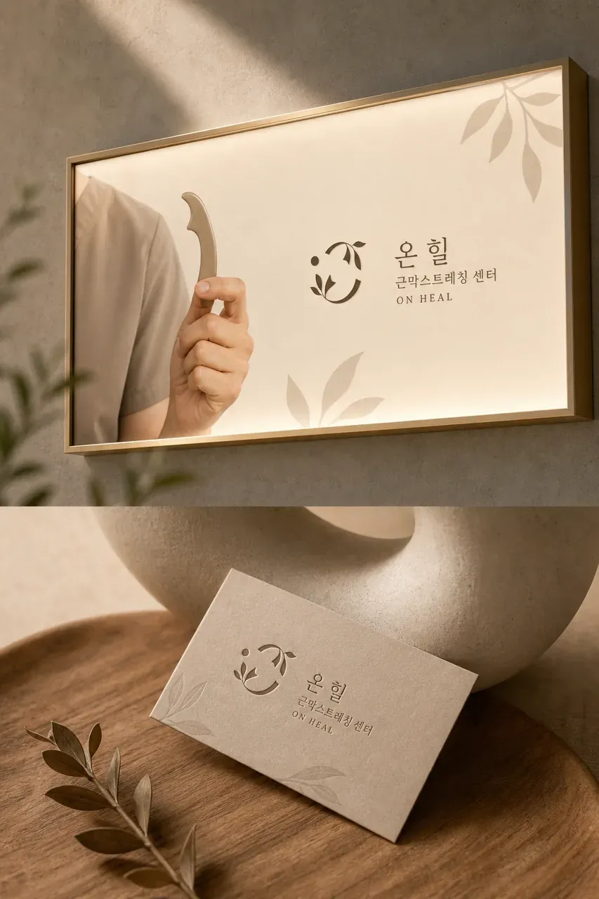 스포츠·피트니스 로고 디자인 — 근막스트레칭 회복을 켜는 미니멀 기하학 스포츠 브랜드 로고