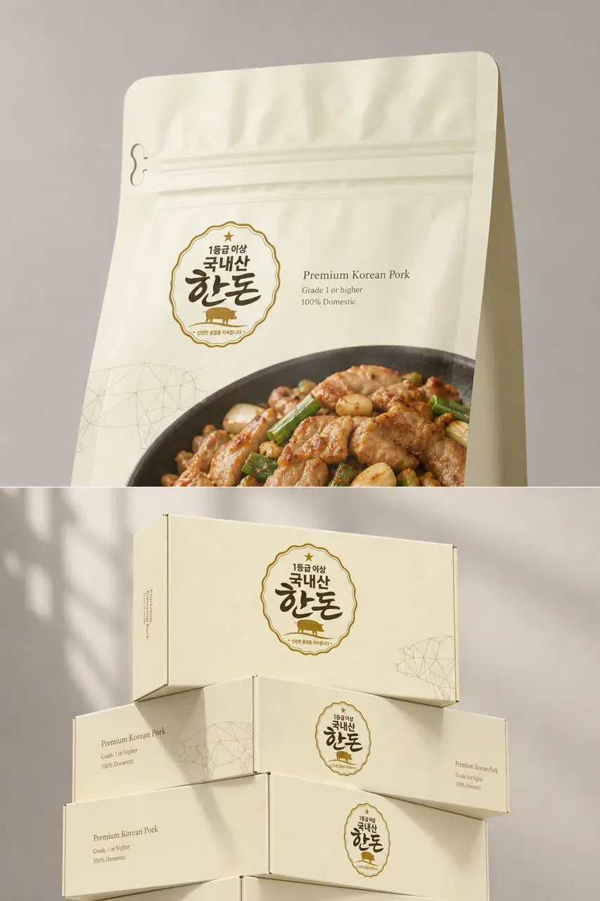 그 외 로고 디자인 — 소비자가 안심하고 선택하는 프리미엄 한돈 브랜드 로고 적용 예시