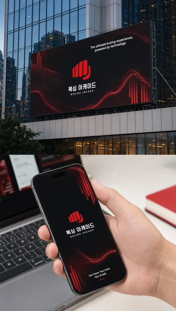 스포츠·피트니스 로고 디자인 — 모던 에너지 스포츠 브랜드 로고 적용 예시